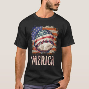 Camiseta Baseball Patriótico 4 de julho Merica EUA American