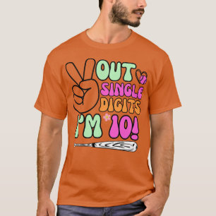 Camiseta Baseball Peace Out Solteiro Digit Im 10 Anos 10t
