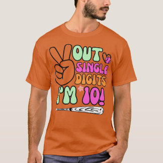 Camiseta Baseball Peace Out Solteiro Digit Im 10 Anos 10t