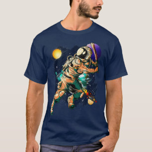 Camiseta Baseball Player Astronaut Outer Space UFO Planets