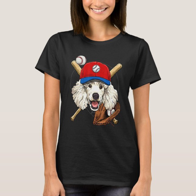 Camiseta Baseball Player Coaches Poodle Dog  Catcher Pitche (Frente)