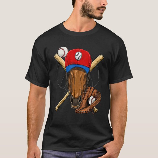 Camiseta Baseball Player Horse  Pitcher Catcher Baseball Co (Frente)