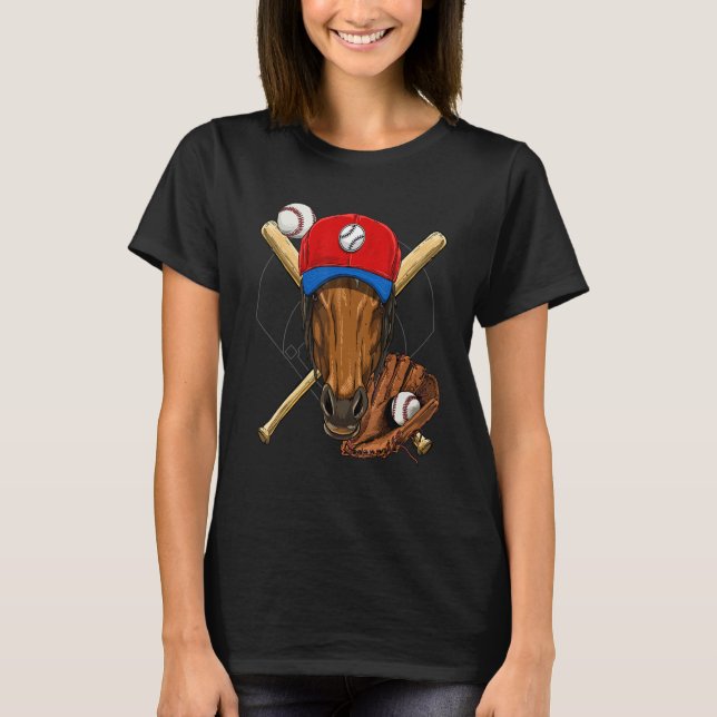 Camiseta Baseball Player Horse  Pitcher Catcher Baseball Co (Frente)