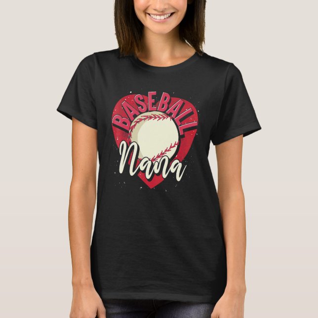 Camiseta Baseball Player Nana Grandma Heart Mothers Day Bas (Frente)