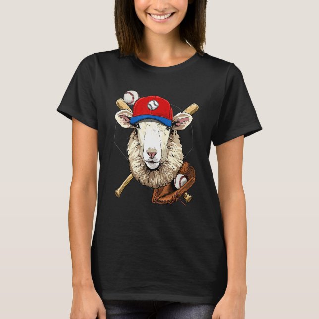 Camiseta Baseball Player Sheep Lamb Pitcher Catcher Basebal (Frente)