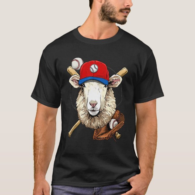 Camiseta Baseball Player Sheep Lamb Pitcher Catcher Basebal (Frente)
