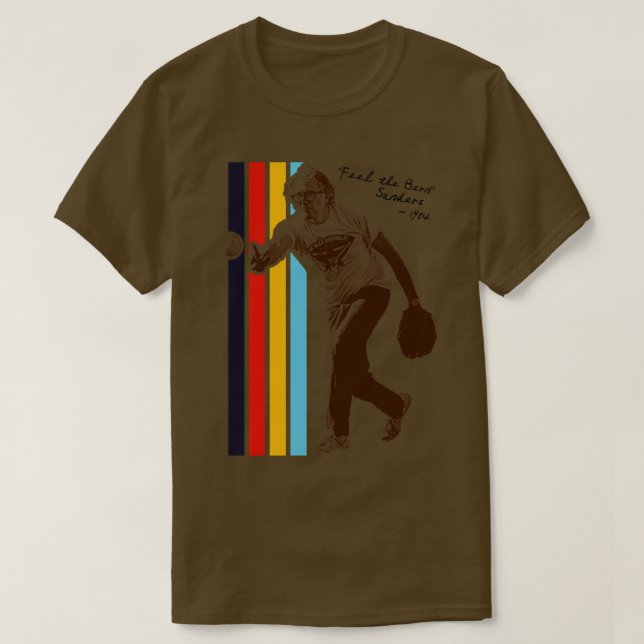 Camiseta Baseball Retro 80s Sanders Jogando Baseball Fan A (Frente do Design)