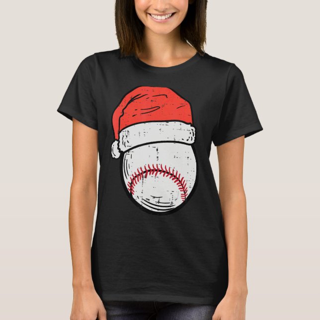 Camiseta Baseball Santa Hat Sports Christmas Xmas Boys Men (Frente)