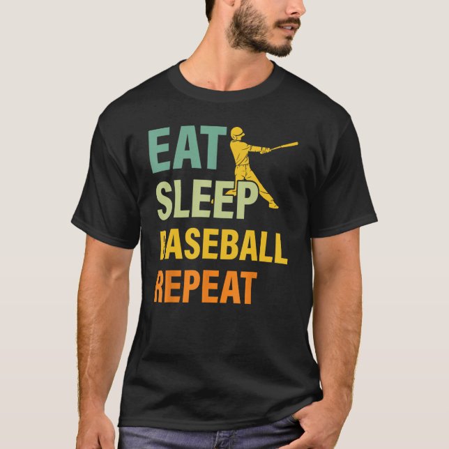 Camiseta Baseball Saying Eat Sleep Baseball Repeat (Frente)