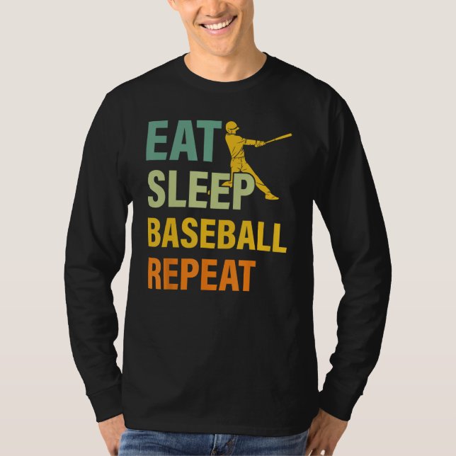 Camiseta Baseball Saying Eat Sleep Baseball Repeat (Frente)