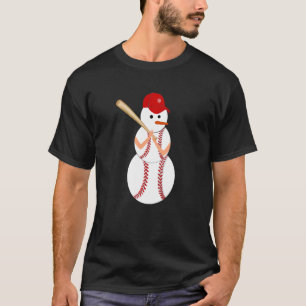 Camiseta Baseball Snowman Balls Snow Natal Xmas para Homens