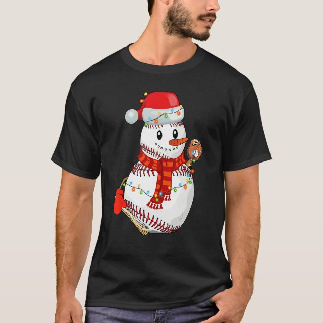 Camiseta Baseball Snowman Christmas Game Day  For Baseball (Frente)