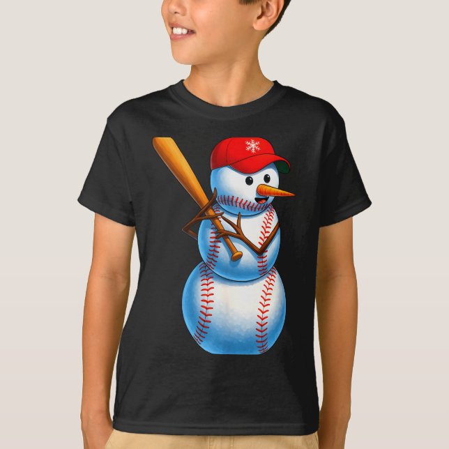 Camiseta Baseball Snowman Merry Christmas Xmas Pajamas Men  (Frente)