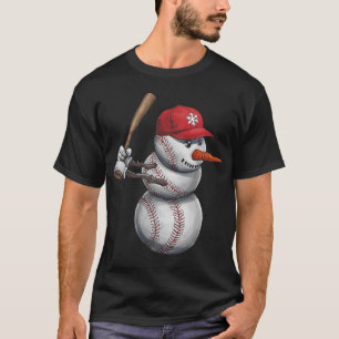 Camiseta Baseball Snowman Snowman Natal Homens Mulheres