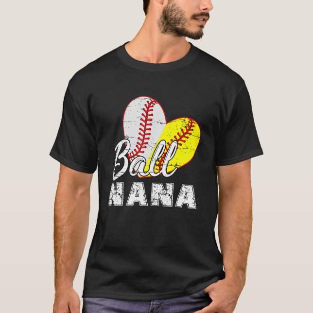 Camiseta Baseball Softball Ball Heart Nana Mother s Day (Frente)