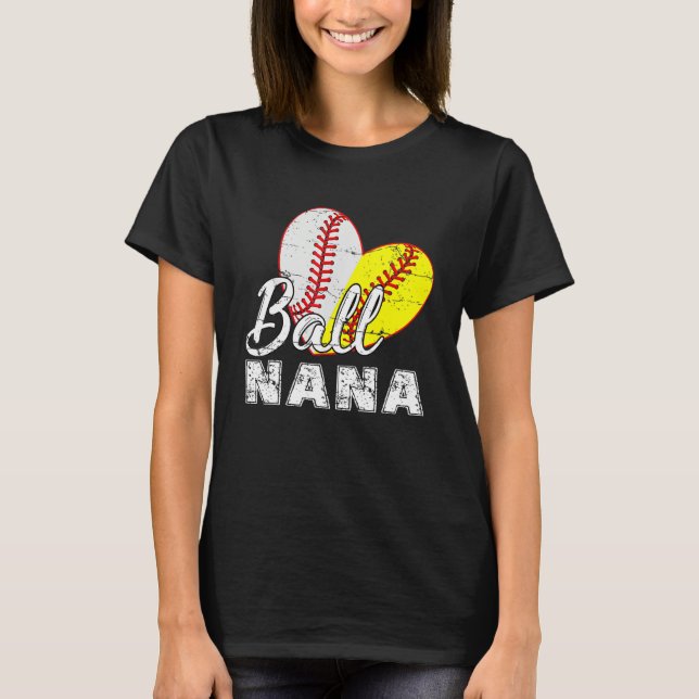 Camiseta Baseball Softball Ball Heart Nana Mother s Day (Frente)