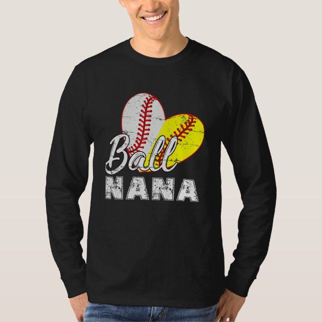 Camiseta Baseball Softball Ball Heart Nana Mother s Day (Frente)