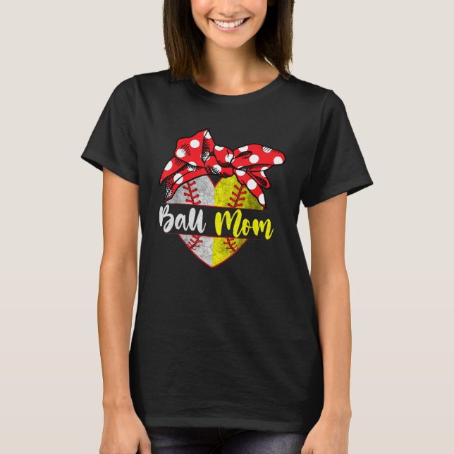 Camiseta Baseball Softball Heart Ball Mom Family Player Cos (Frente)