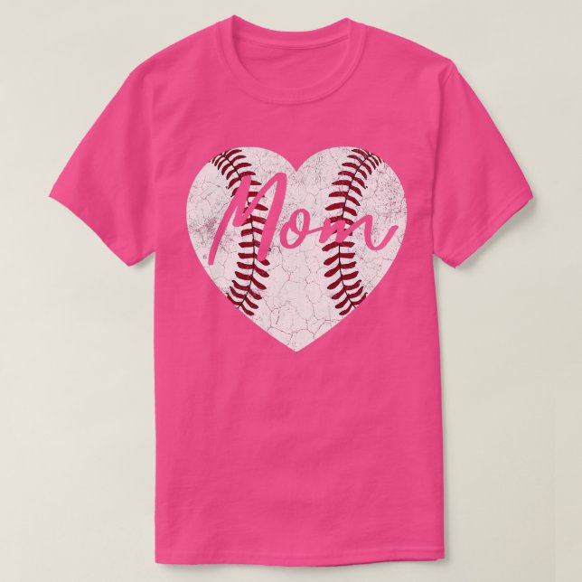 Camiseta Baseball Softball Heart Mãe Dia de as mães Mamãe P (Frente do Design)