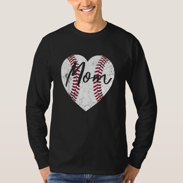 Camiseta Baseball Softball Heart Mom Mother's Day Mommy Mam (Frente)