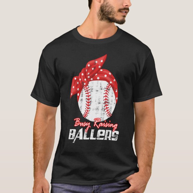 Camiseta Baseball Softball Wife Mom Busy Raising Baller (Frente)