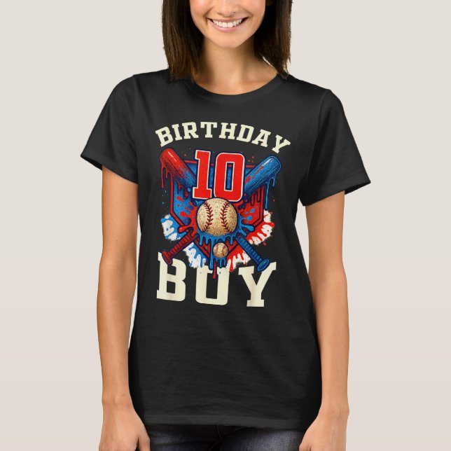 Camiseta Baseball Splash Drip 10th Birthday Srts Lover Boy  (Frente)