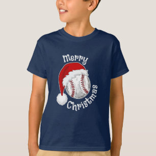 Camiseta Baseball Sport fãs Santa hat Natal Xmas