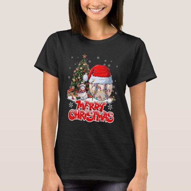 Camiseta Baseball Sports Xmas Lighting Natal (Frente)