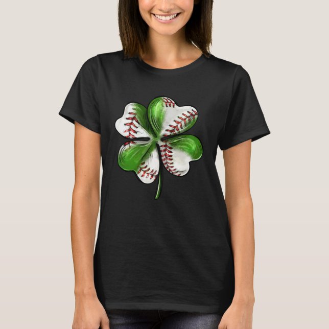 Camiseta Baseball St Patrick s Day Four Leaf C Irish Men Bo (Frente)