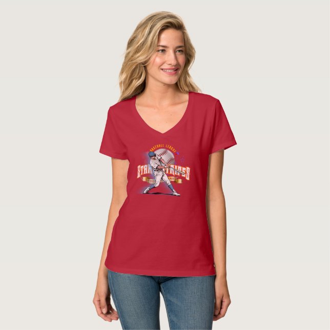 Camiseta Baseball Stars & Stripes (D. mode) | Women V-Neck (Frente Completa)