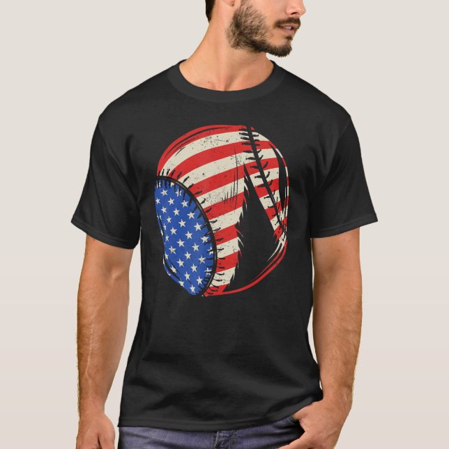 Camiseta Baseball US American Flag July 4th Patriotic Vinta (Frente)
