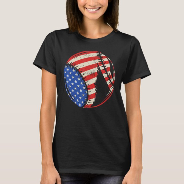Camiseta Baseball US American Flag July 4th Patriotic Vinta (Frente)