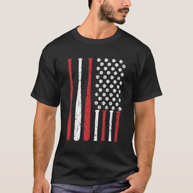 Camiseta Baseball Usa Flag Baseball American Flag (Frente)