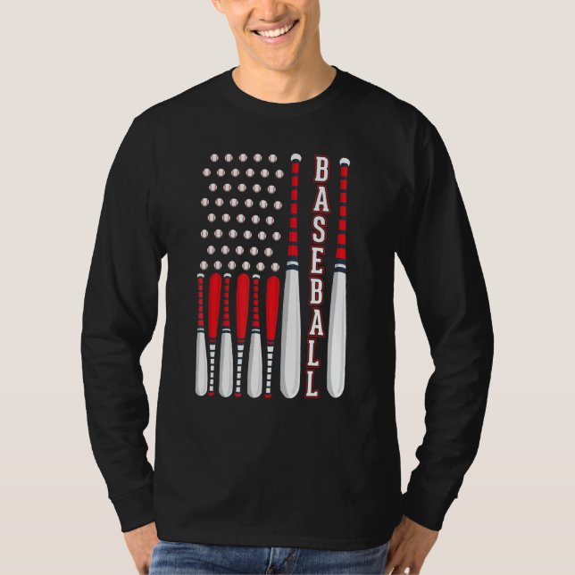 Camiseta Baseball USA Flag Patriotic American Baseball 4th  (Frente)