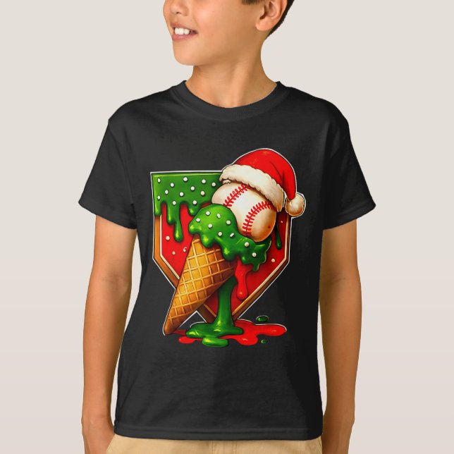 Camiseta Baseball Xmas Christmas Baseball Ice Cream Drip Bo (Frente)