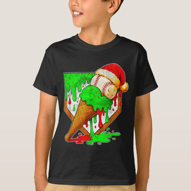 Camiseta Baseball Xmas Christmas Baseball Ice Cream Drip Bo (Frente)
