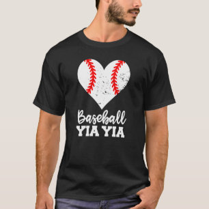 Camiseta Baseball Yia Yia Baseball Heart Avó Yia Yia