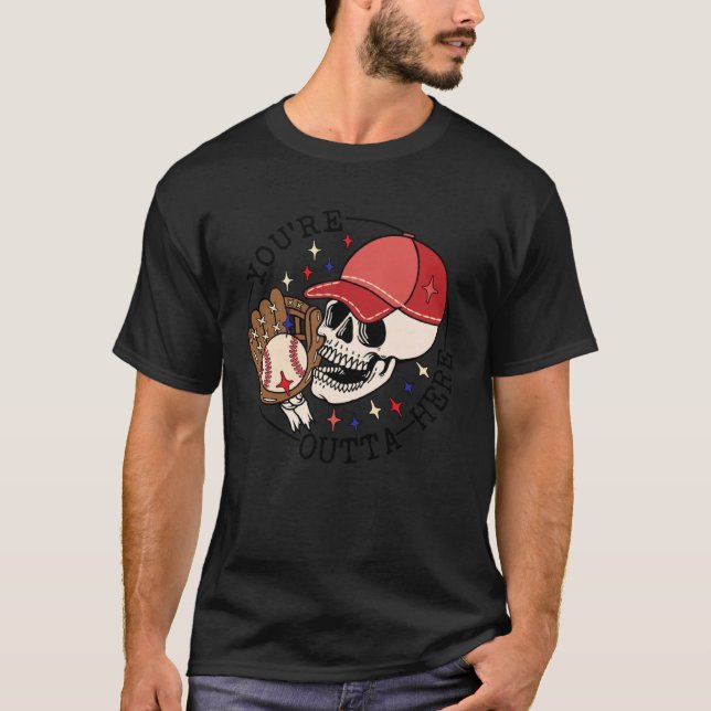Camiseta Baseball You re Outta Here Ball Park Skull Basebal (Frente)