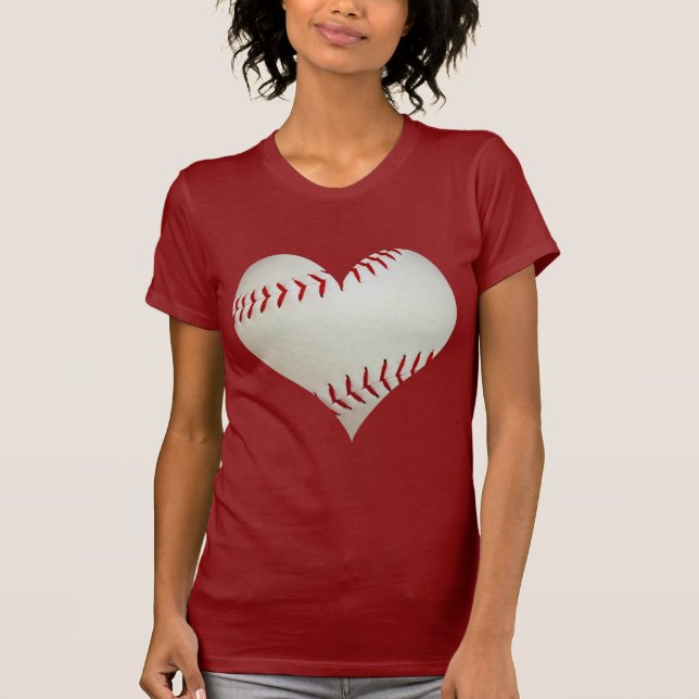 Camiseta Basebol americano em uma forma do coração (Frente)