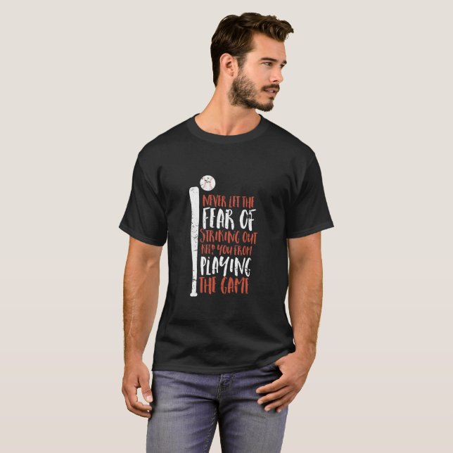 Camiseta Basebol de citação desportiva inspiracional motiva (Frente Completa)