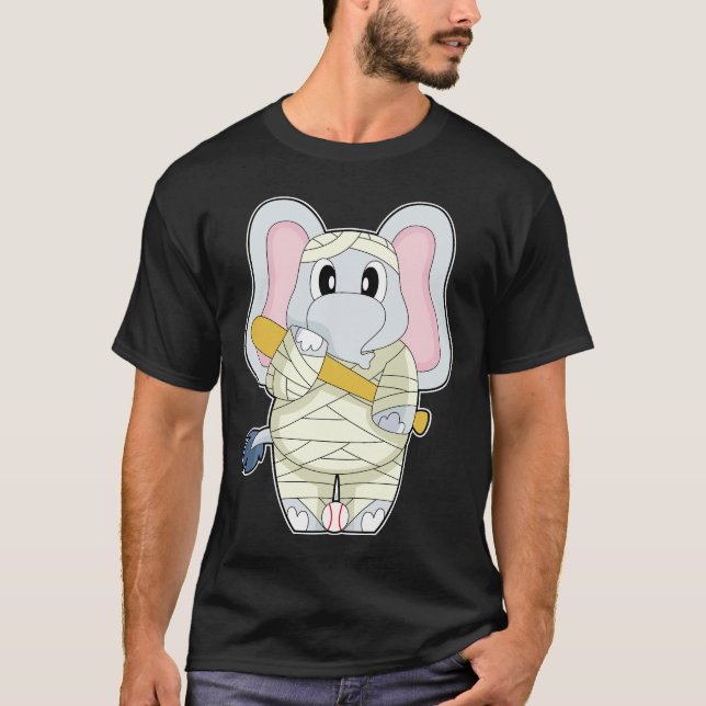 Camiseta Basebol de Halloween de Elefante (Frente)