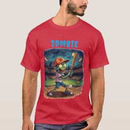 Camiseta Basebol de Halloween, Zumbi,Cérebros Sobre as Base