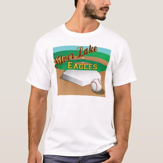 Camiseta Basebol de prata do lago (Frente)