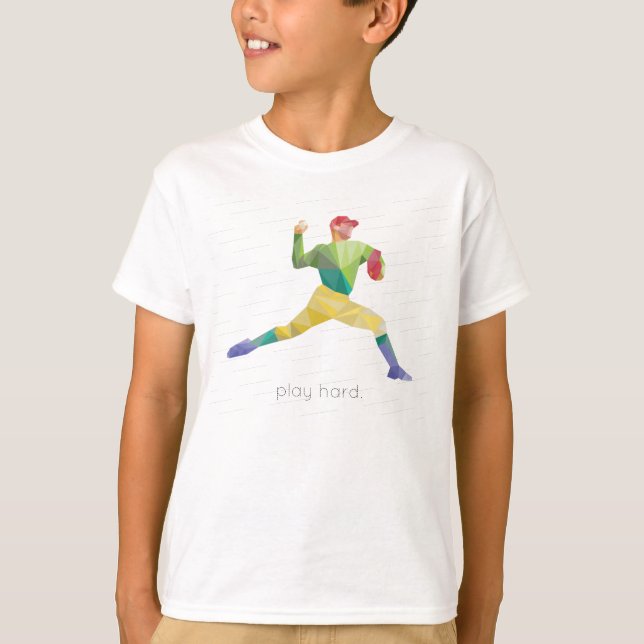 Camiseta Basebol duro Origami do jogo (Frente)