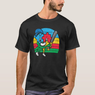 Camiseta Basebol Puzzle Retro Conscientização do Autismo Es