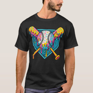 Camiseta Basebol Respeite O Sorvete Drip De Jogos Esporte