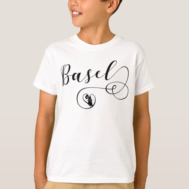 Camiseta Basel Flag Heart, Suiça (Frente)