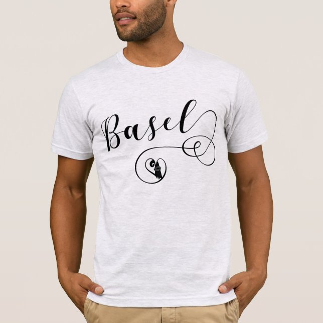 Camiseta Basel Flag Heart, Suiça (Frente)