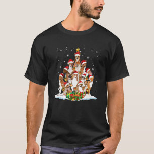 Camiseta Basenji Christmas Tree Lights Dog Xmas Pajama