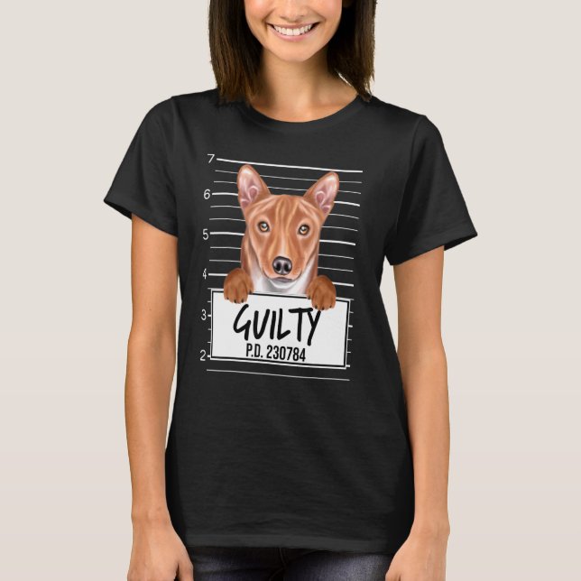 Camiseta Basenji Mugshot Guilty Dog (Frente)